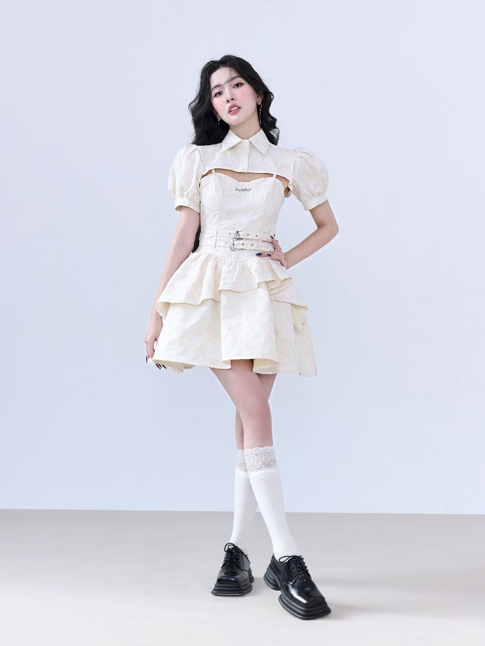 Embroidery Tiered Fluffy Borelo