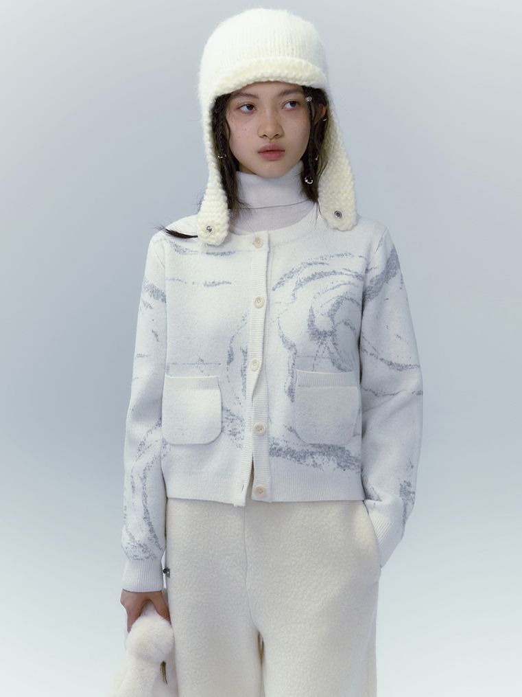 Marble Knit Nichi Cardigan & Skirt Set-UP