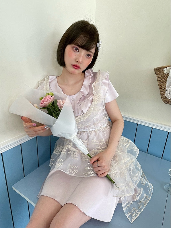 Asymmetriestufe-Peplum-durch-Durchsicht süße Bluse