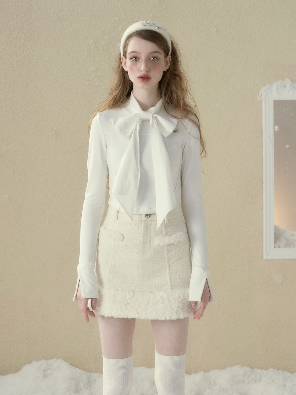 보아 짧은 겨울 푹신한 치마