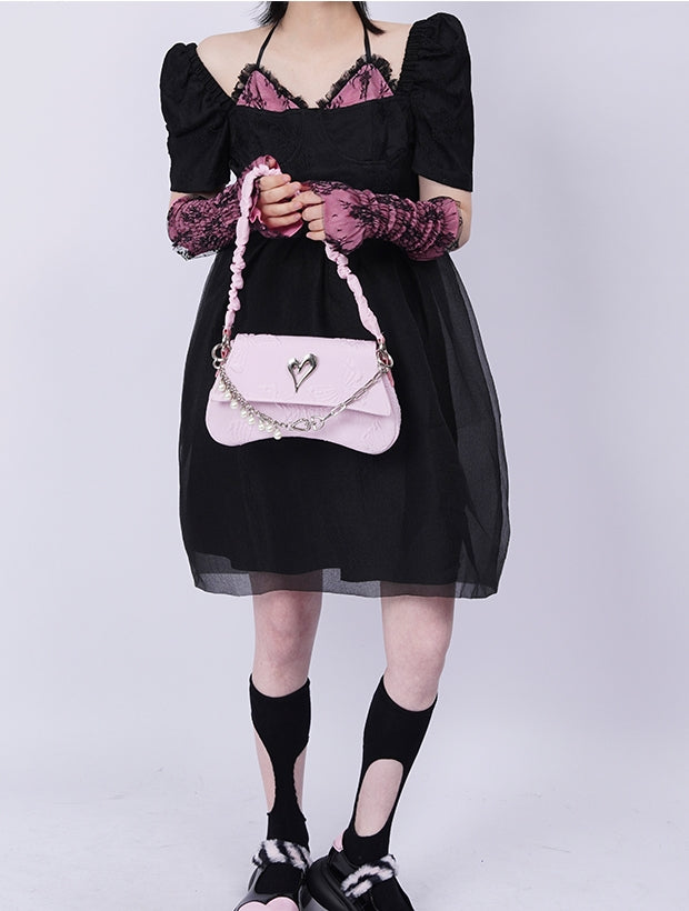 Compact 2way Drawstring Heart Bag