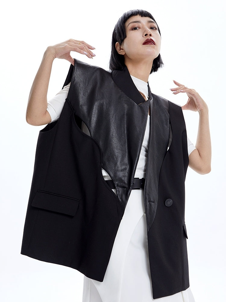Sleevels Leather Loose Jacket Vest
