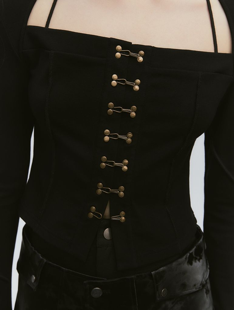 Nichi-Button Slim Vintage Retro Tops