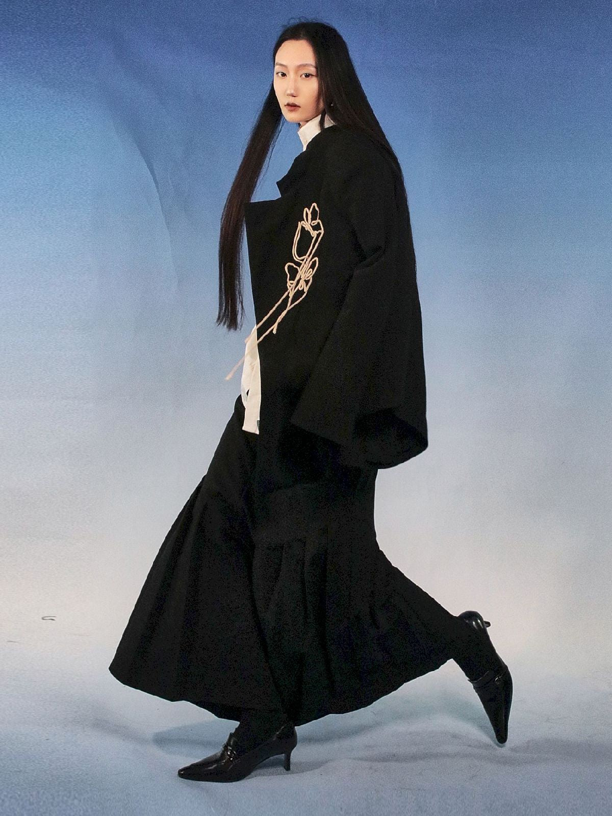 자수 나비 중간 재킷