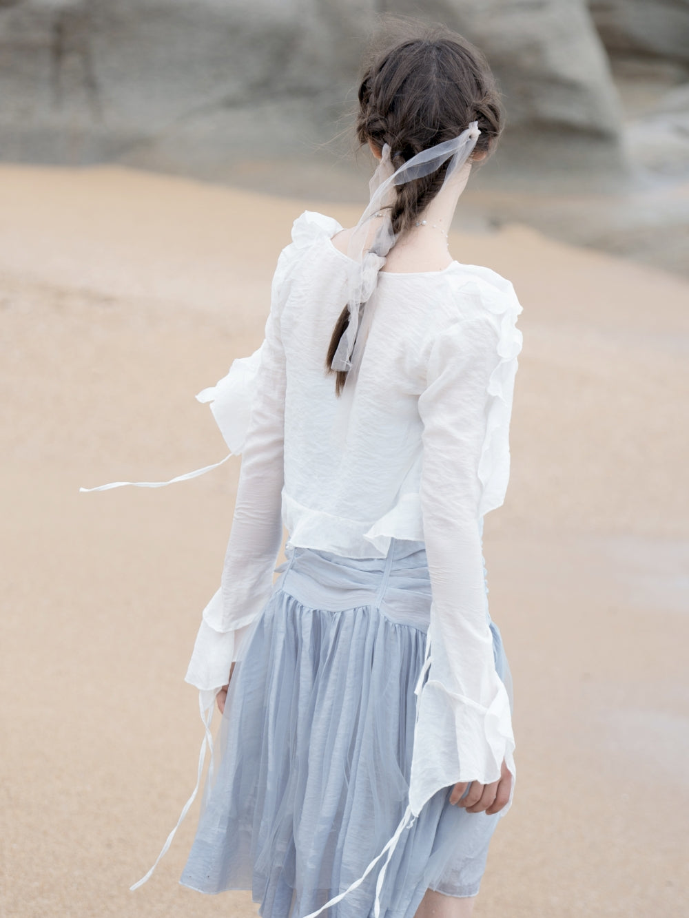 얇은 수집 프릴 세련된 원피스