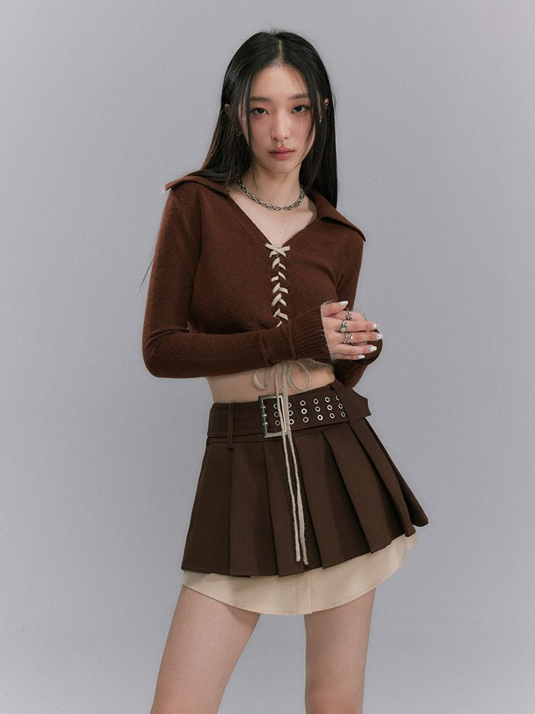 BOX-PLEATS SHORT LAYERED SKIRT