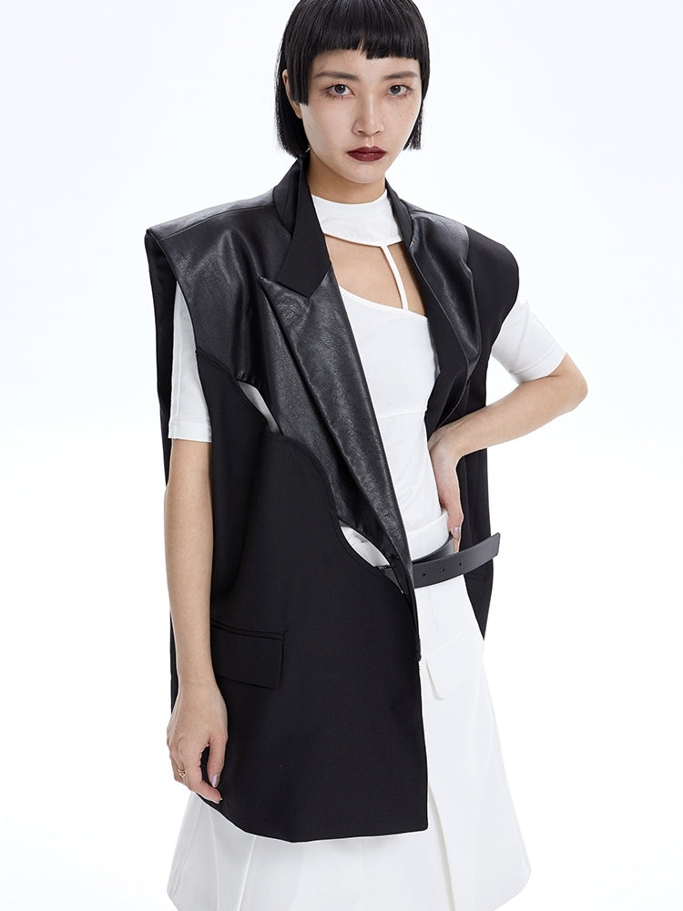 Sleevels Leather Loose Jacket Vest