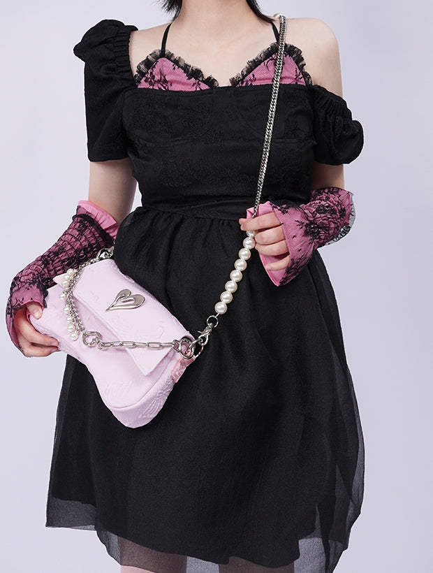 Compact 2way Drawstring Heart Bag