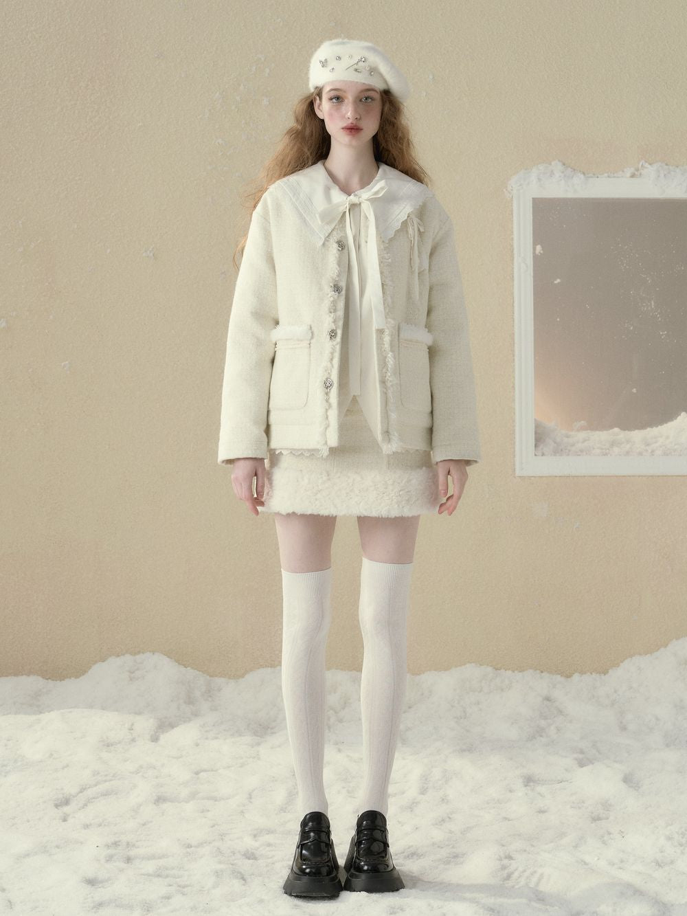 보아 짧은 겨울 푹신한 치마