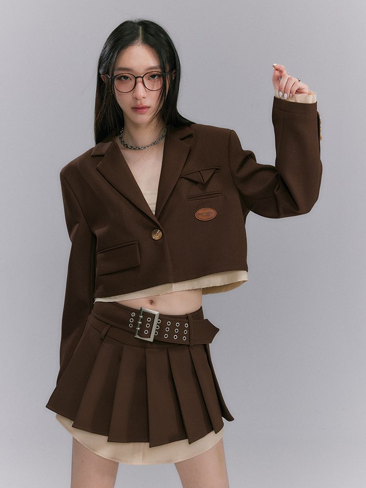 BOX-PLEATS SHORT LAYERED SKIRT