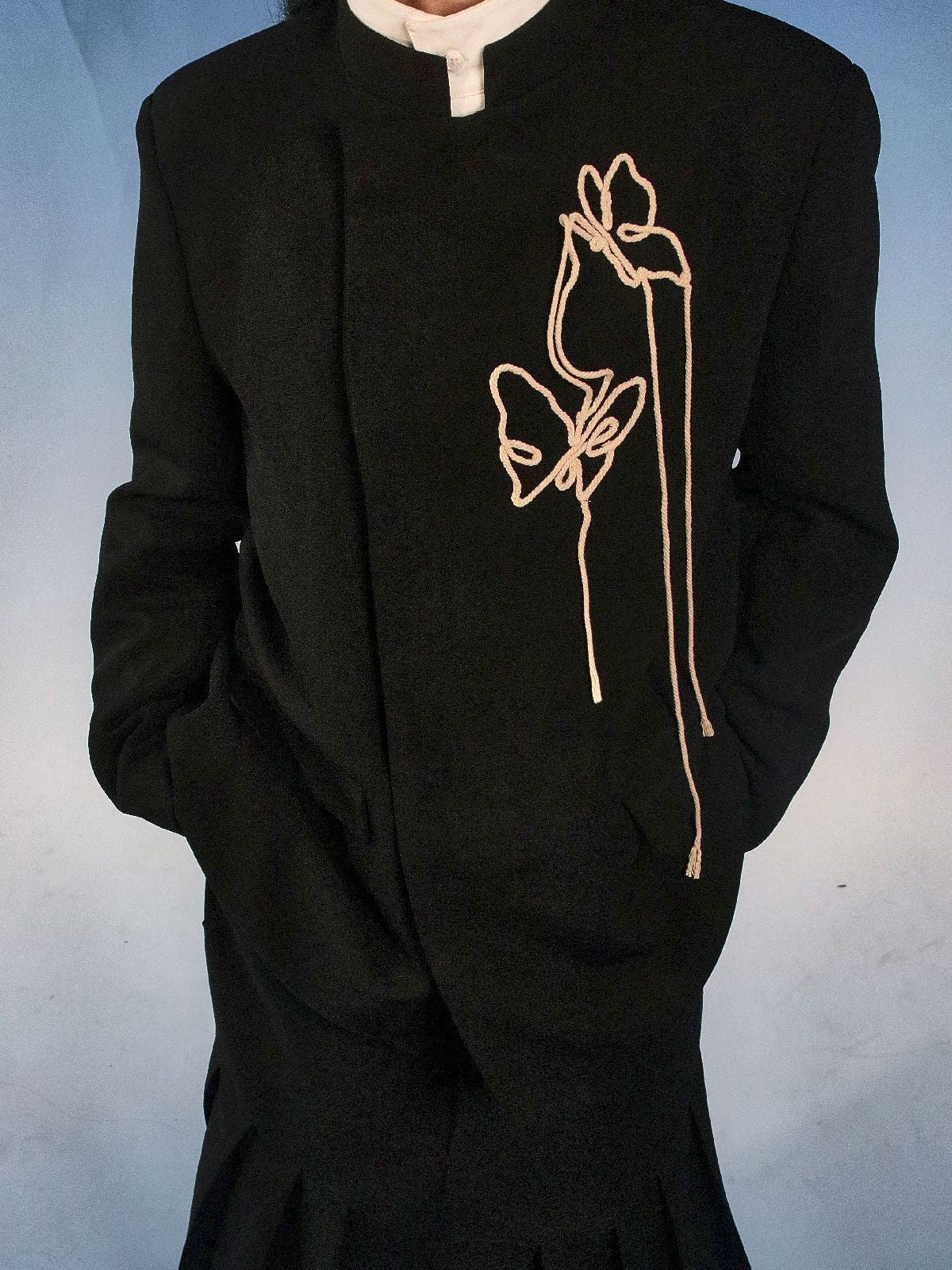 자수 나비 중간 재킷