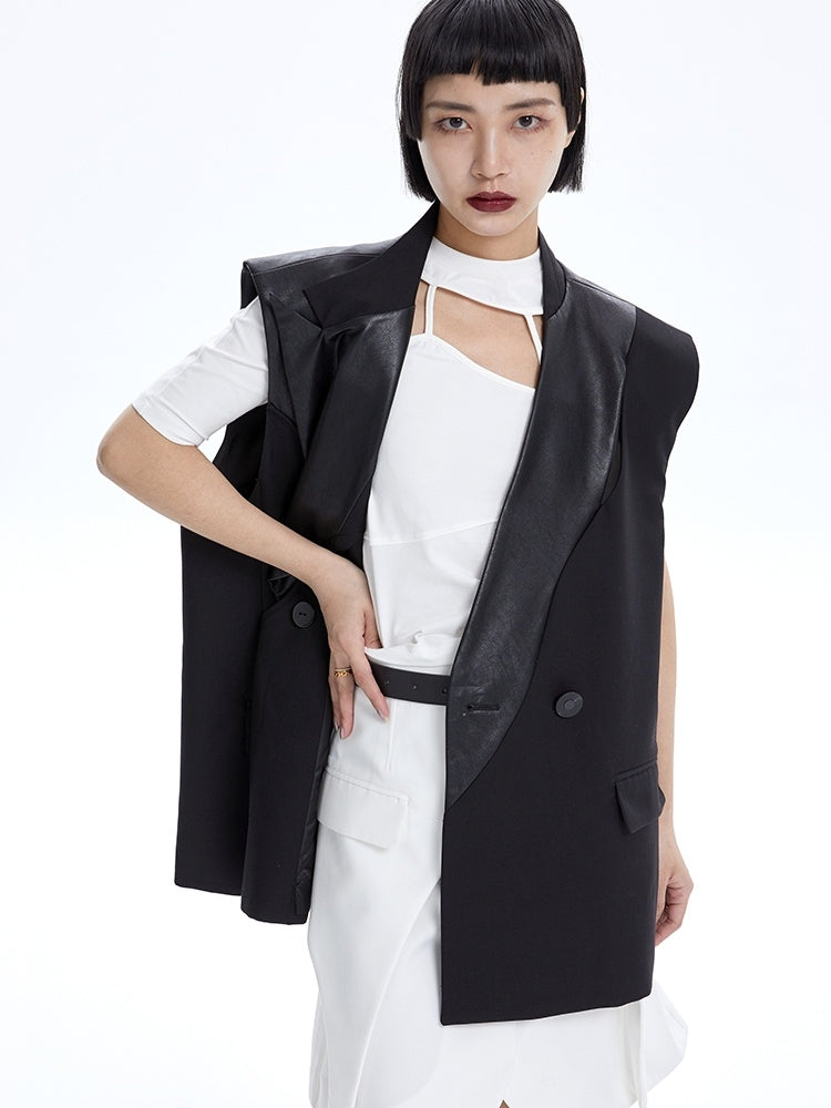 Sleevels Leather Loose Jacket Vest