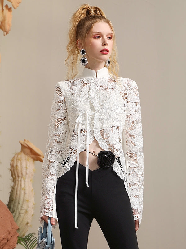 Lace Classic Sheer Feminine Blouse