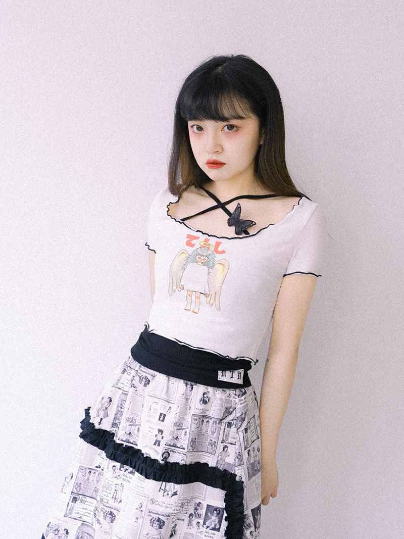Angel Wave Cross Butterfly Cutsew