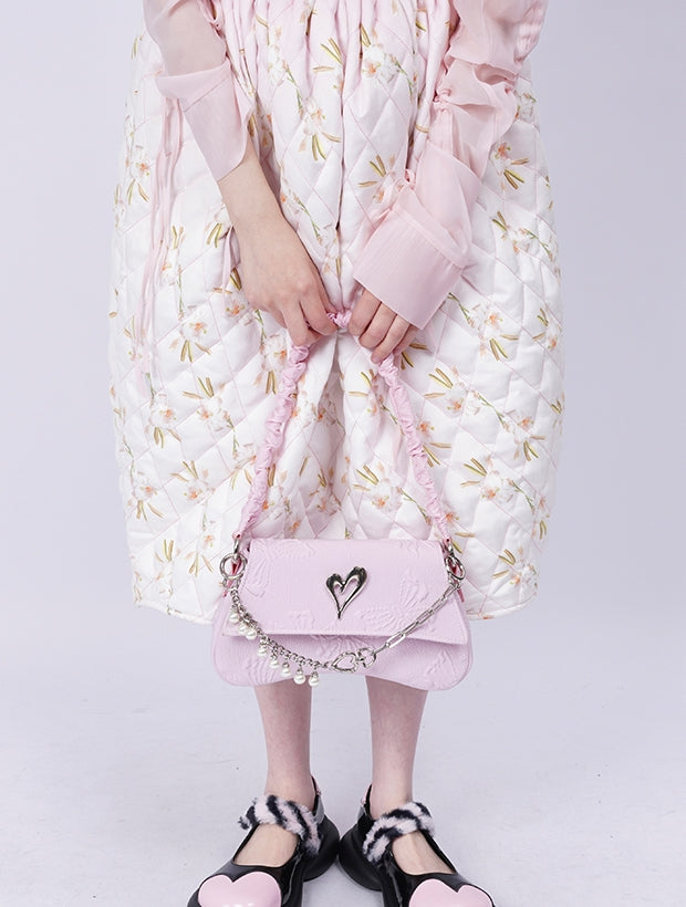 Compact 2way Drawstring Heart Bag