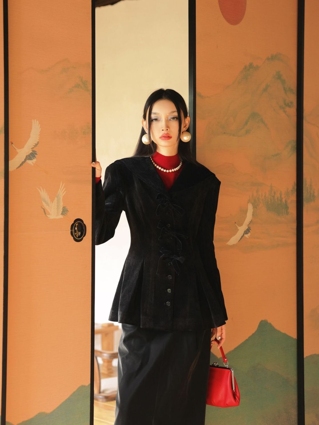 Corduroy Peplum Slim Jacket