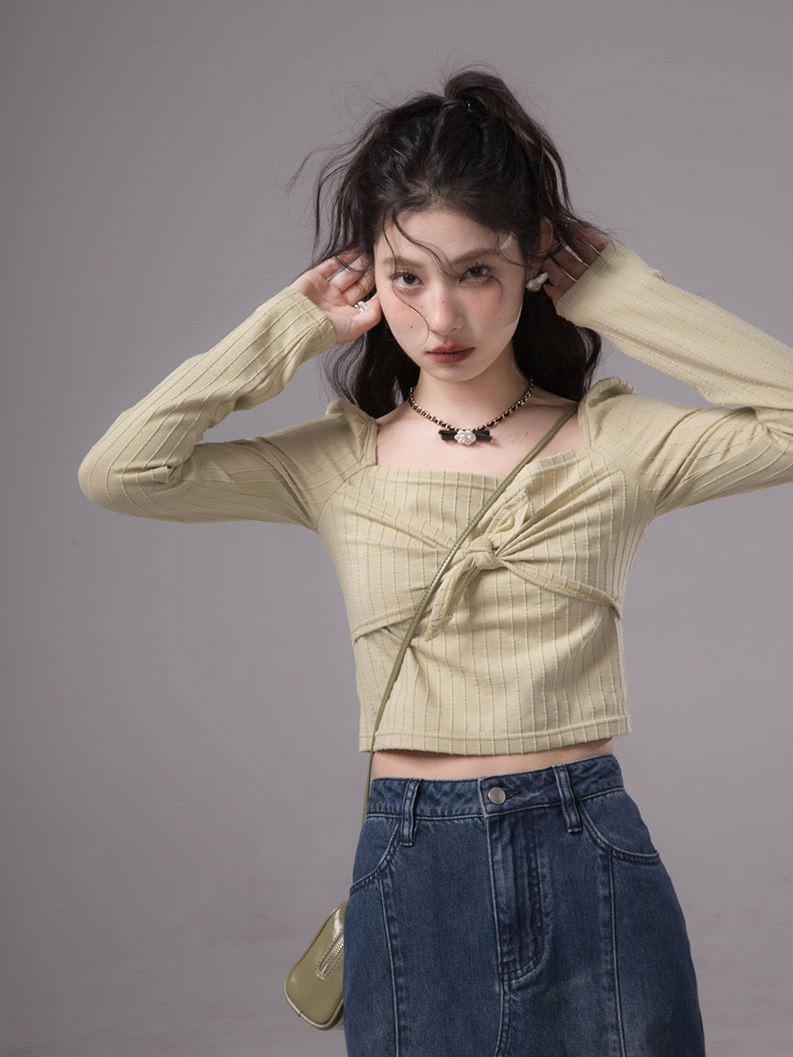 리본 니치 스퀘어 넥 컷