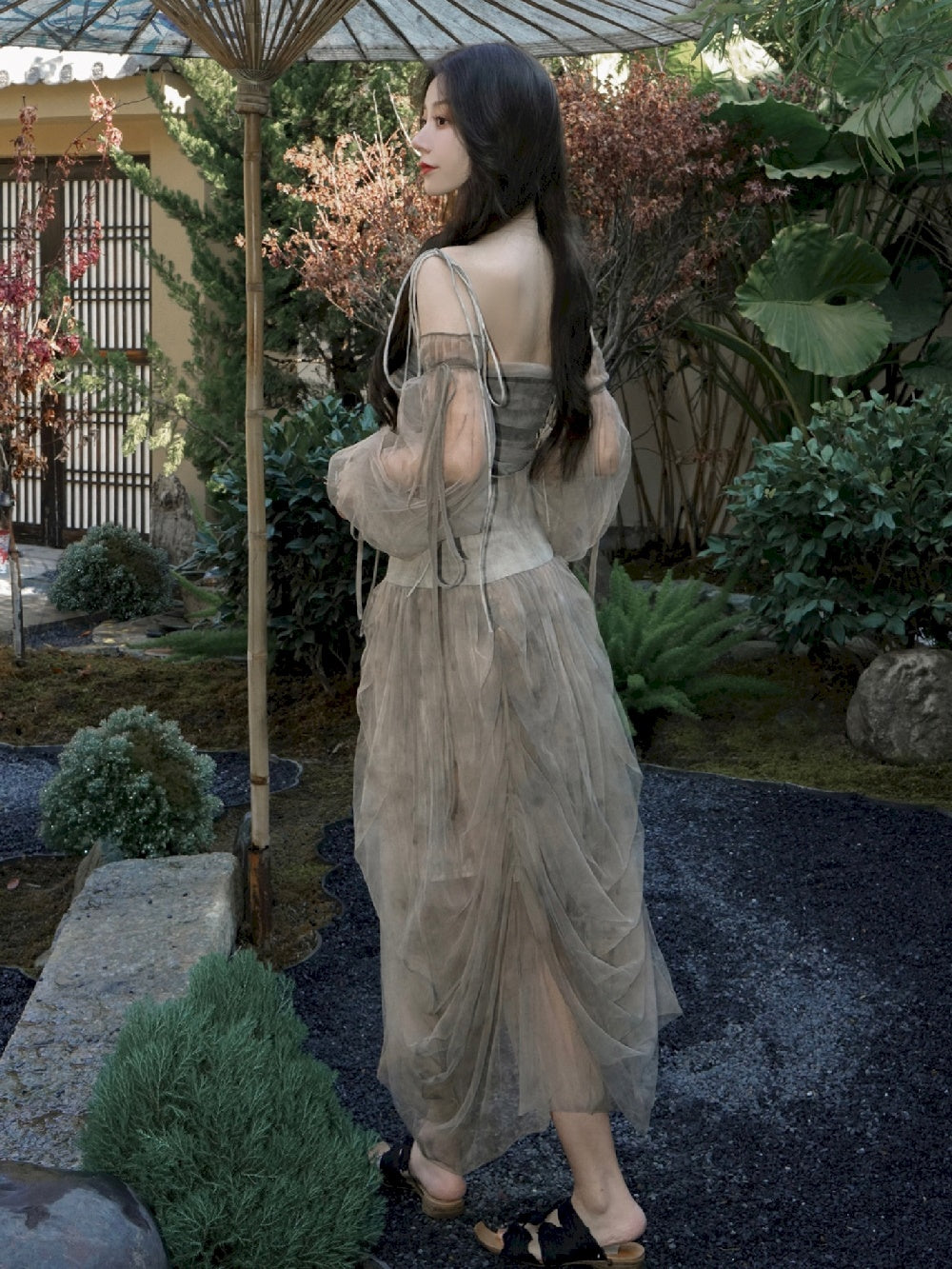 CIFFON Drape Sheer Fluffily Skirt