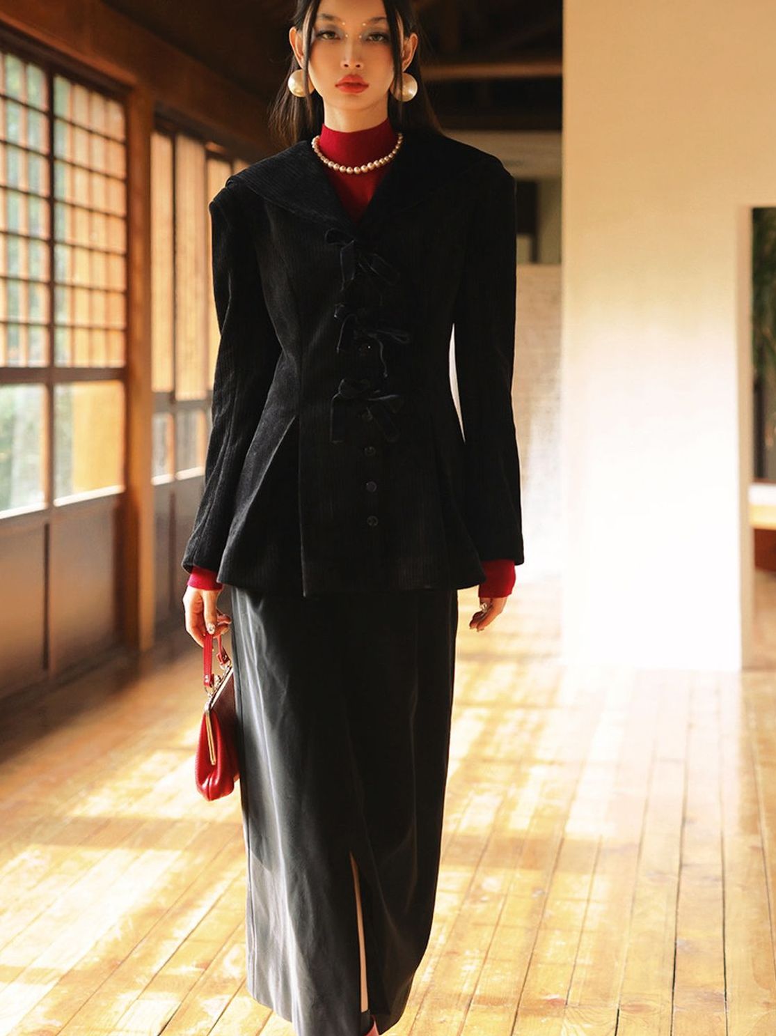 Corduroy Peplum Slim Jacket