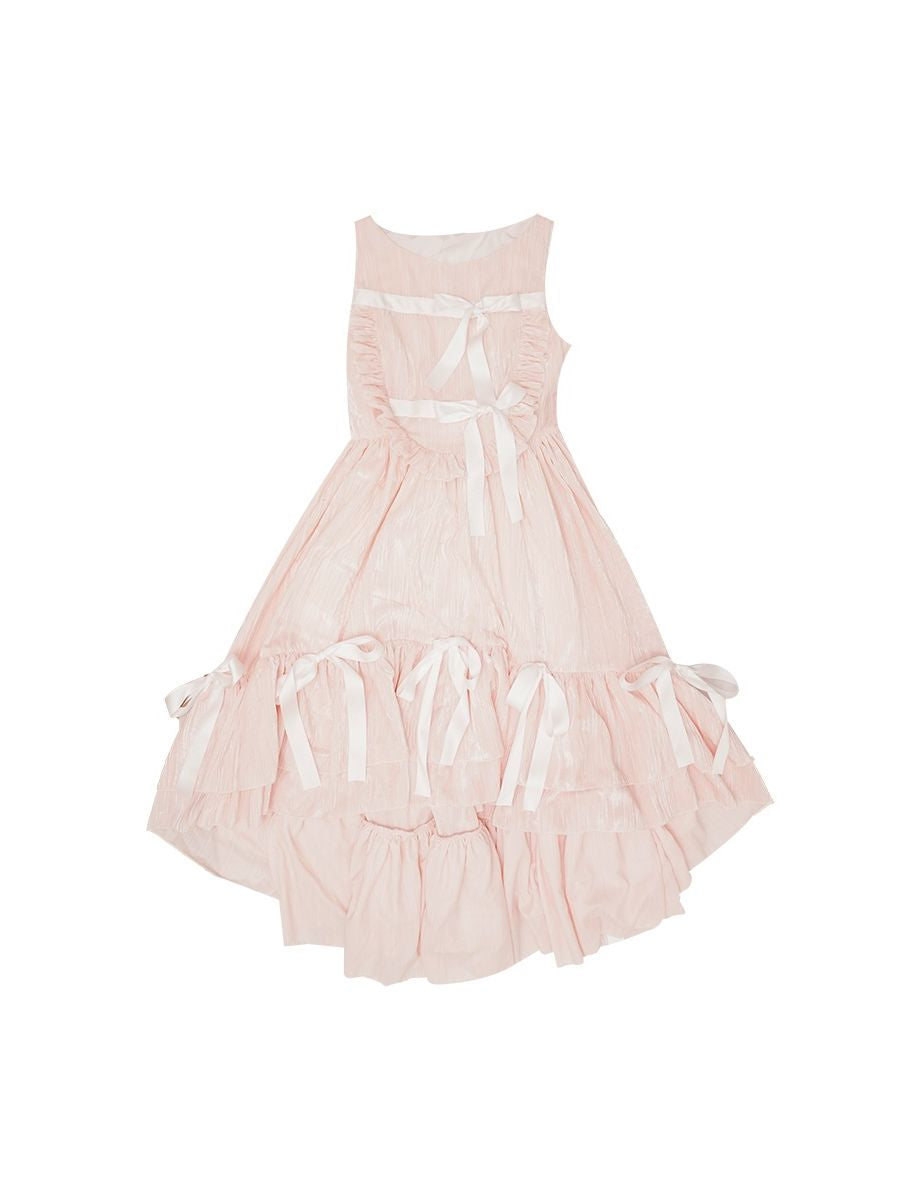 공주 고딕 리본 생선 꼬리 프릴 일체형