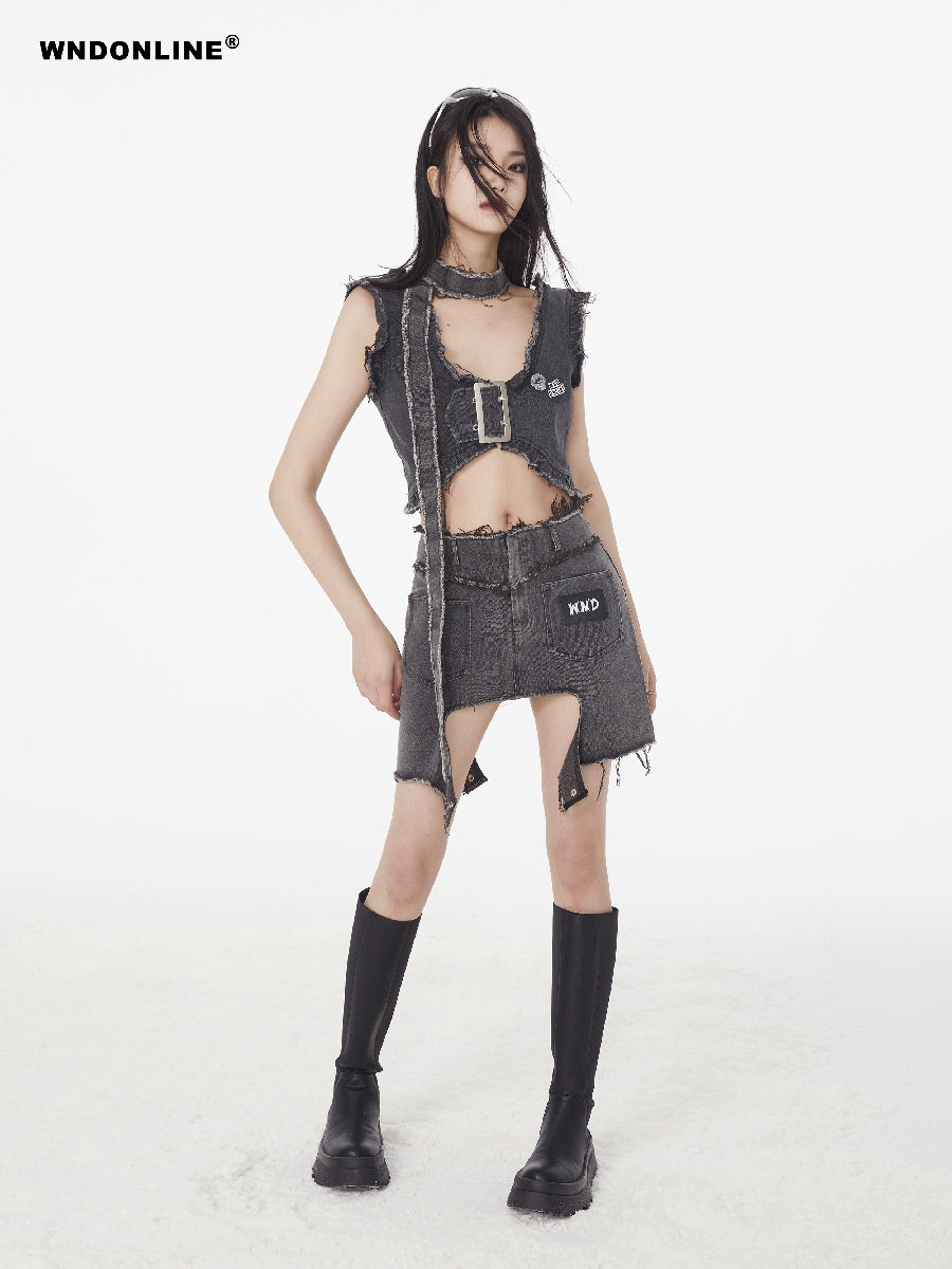 Denim Nichi Tassel Sexy Tops & Kurzrohr