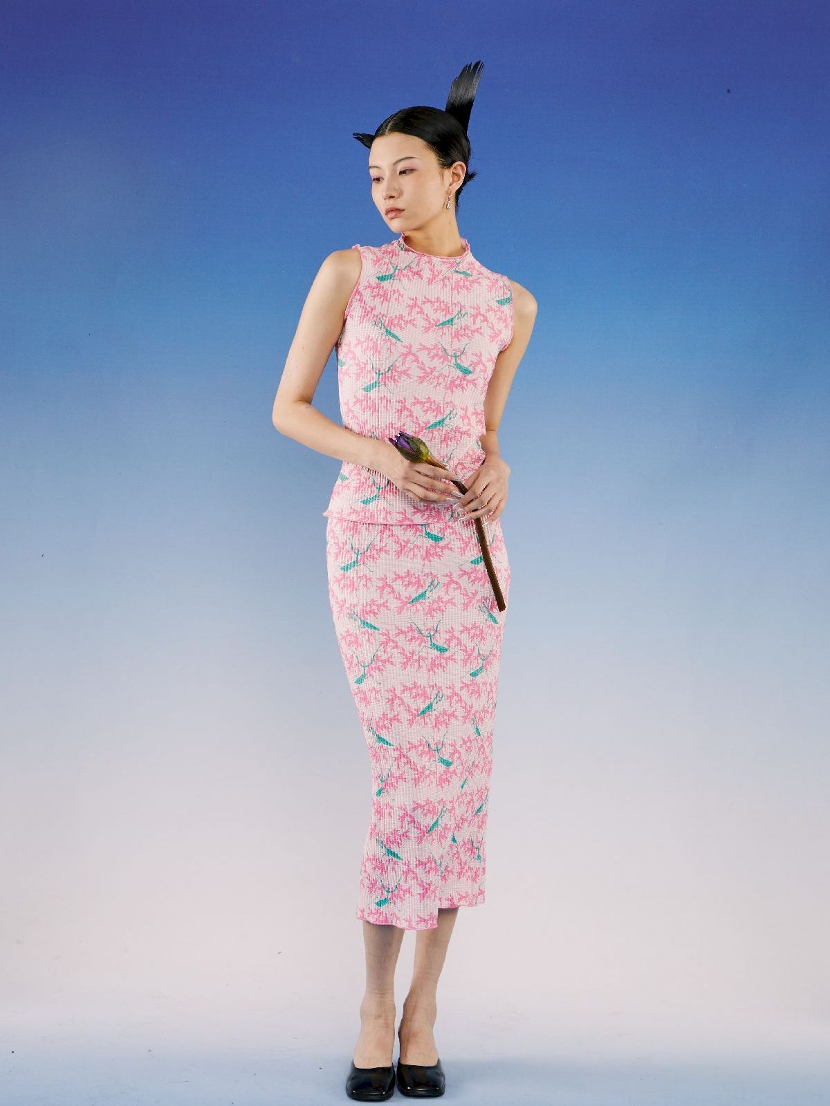 Falten ärmellose Blumenplatten & Langstreicher