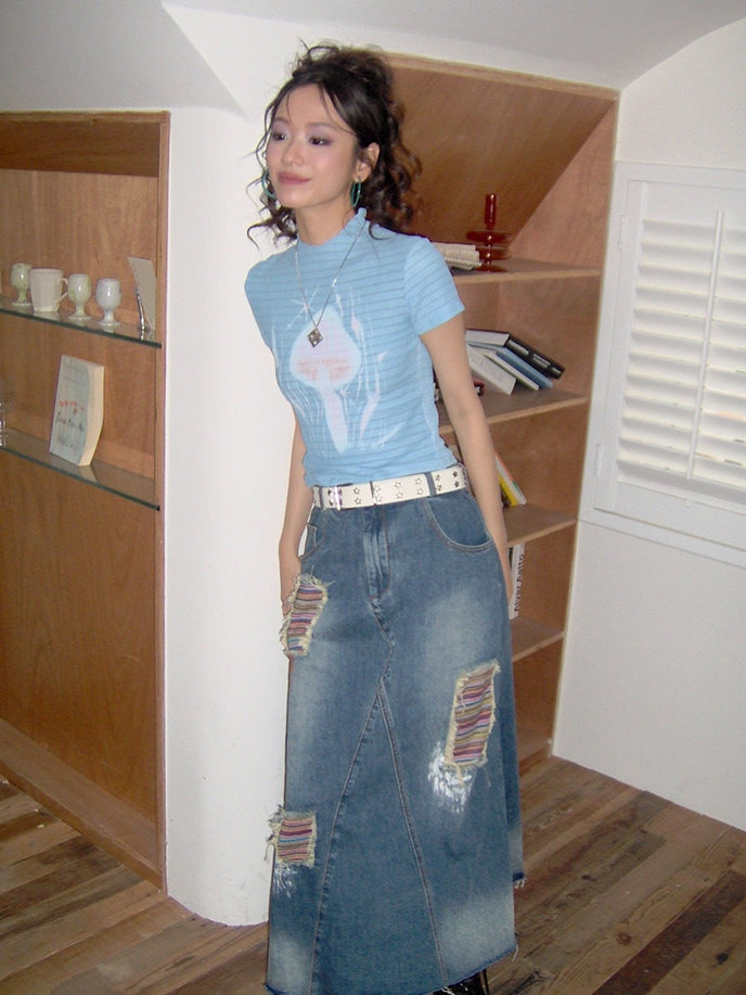 버섯 니치 캐주얼 슬림 티셔츠