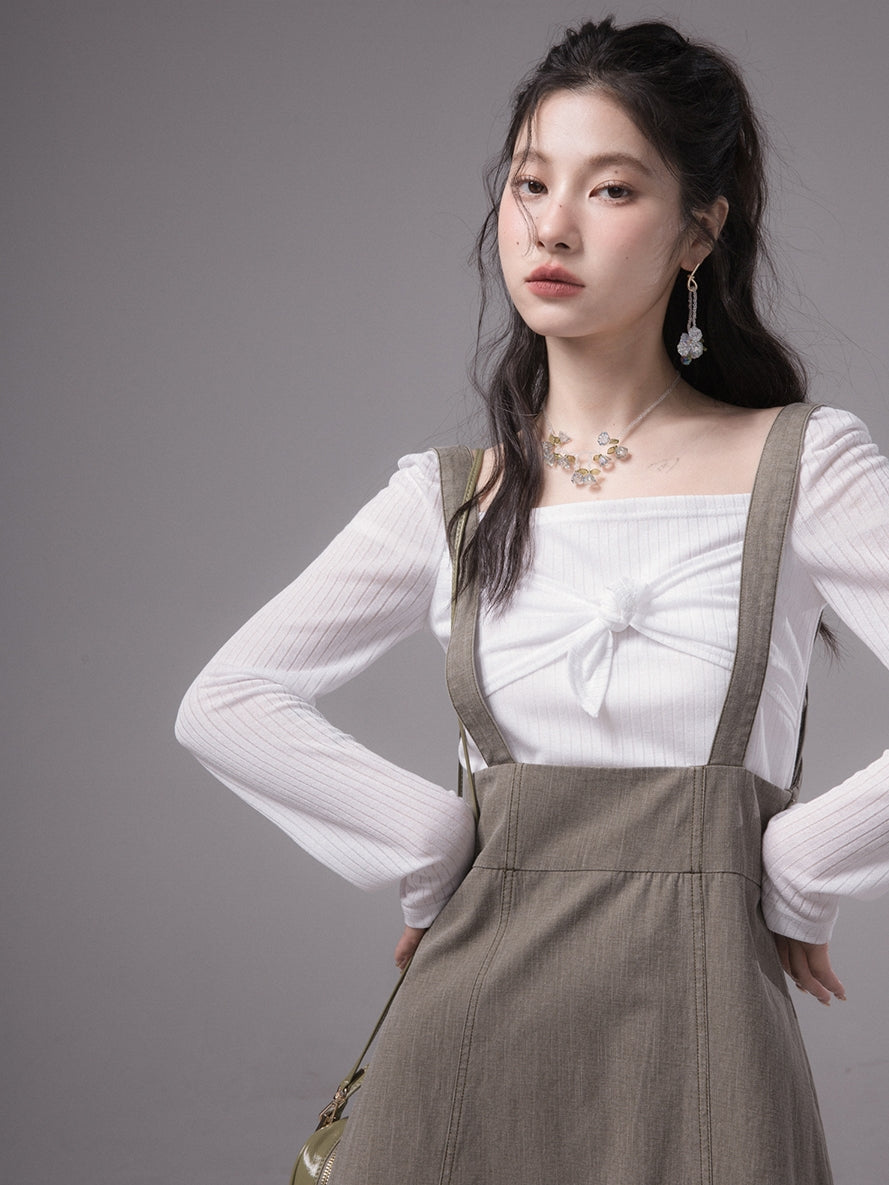 리본 니치 스퀘어 넥 컷