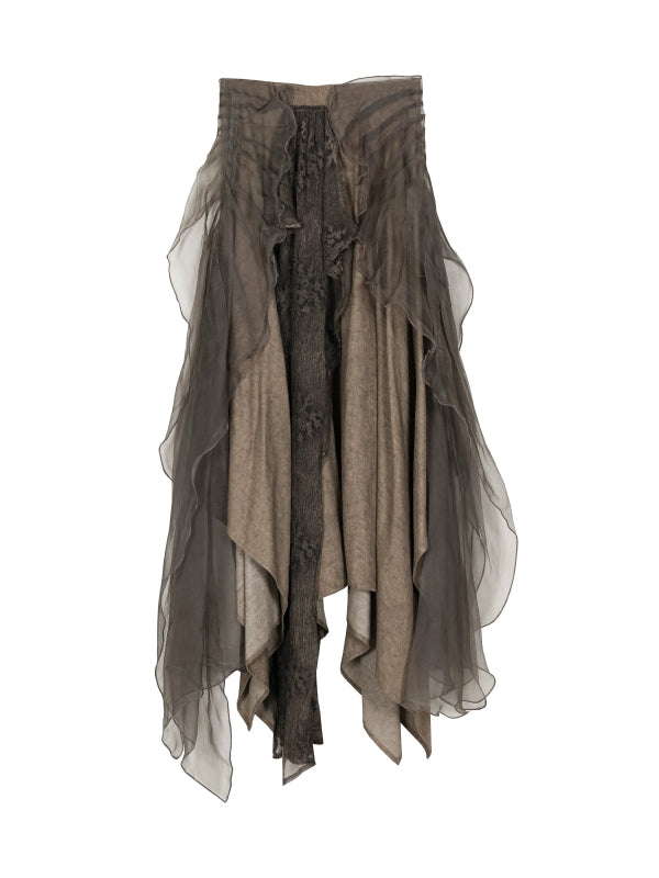 DRESS ELEGAMT LACE FLUFFILY CIFFON MODEST TOPS & SKIRT