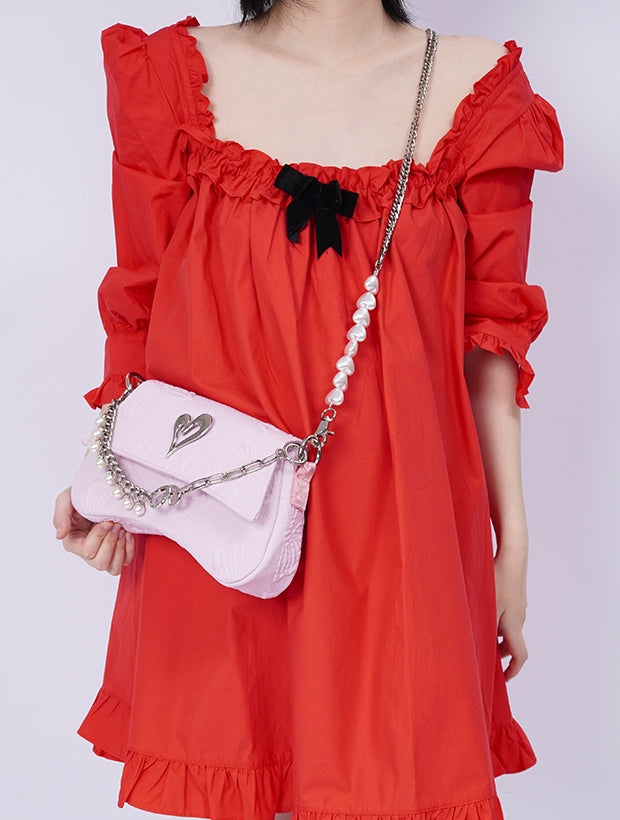 Compact 2way Drawstring Heart Bag