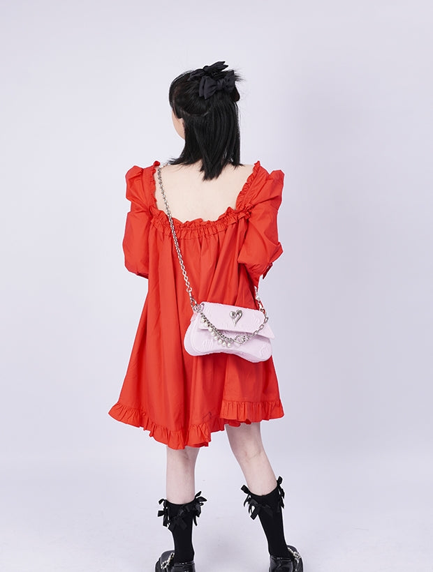 Compact 2way Drawstring Heart Bag