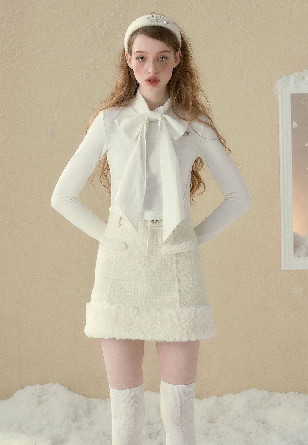 보아 짧은 겨울 푹신한 치마