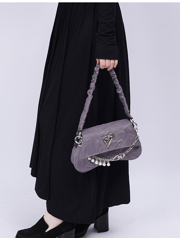 Compact 2way Drawstring Heart Bag