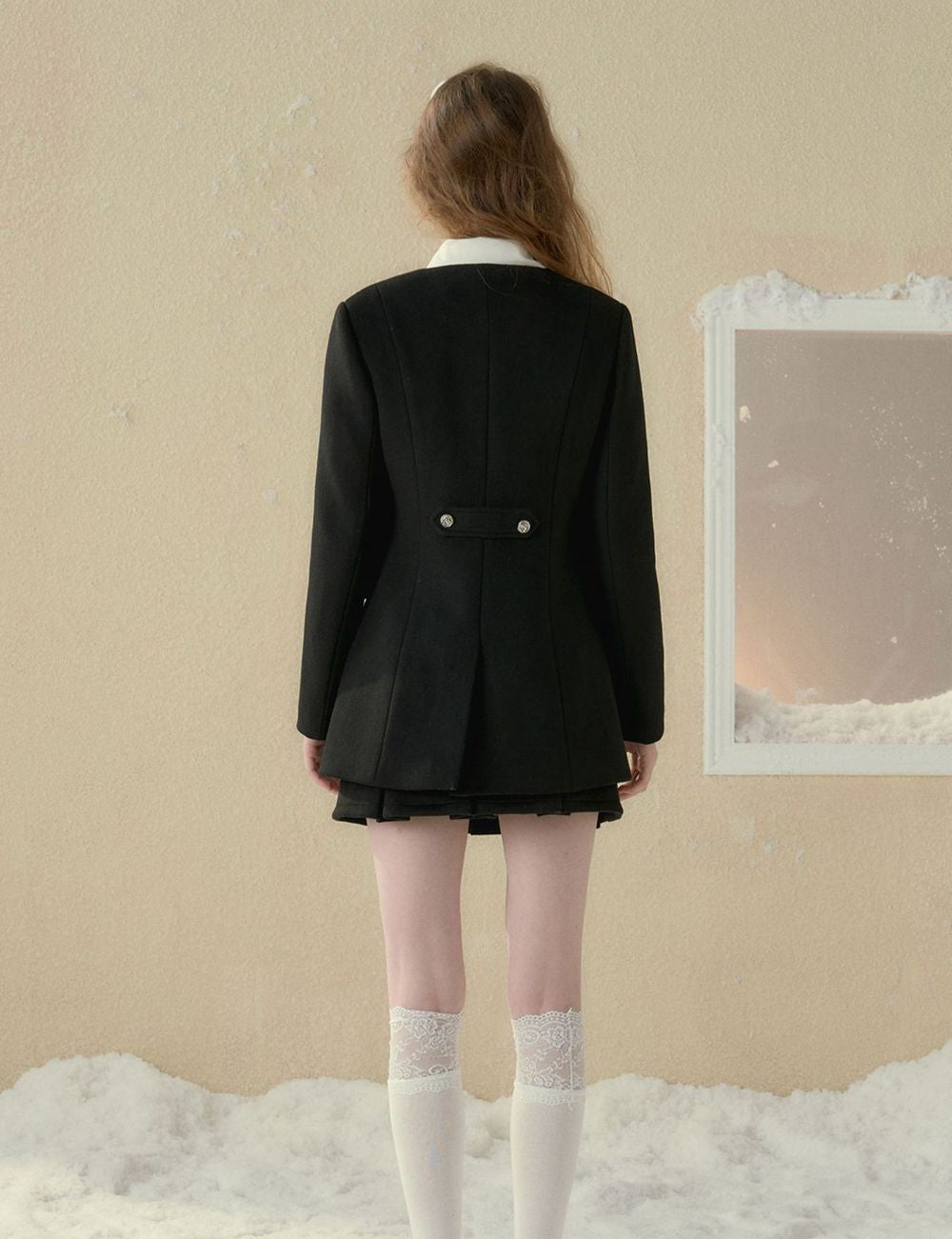 NO-COLLAR CLASSY SUIT JACKET & SKIRT