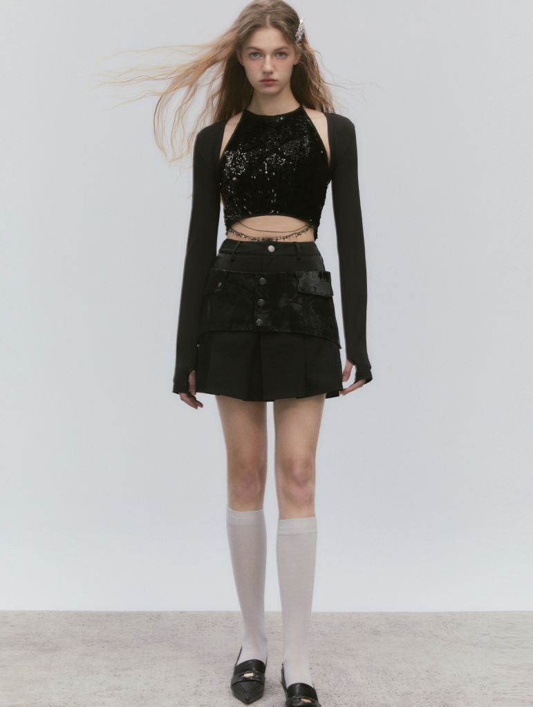 Chain Sequin LUSTER TOPS & LONG-SKIRT