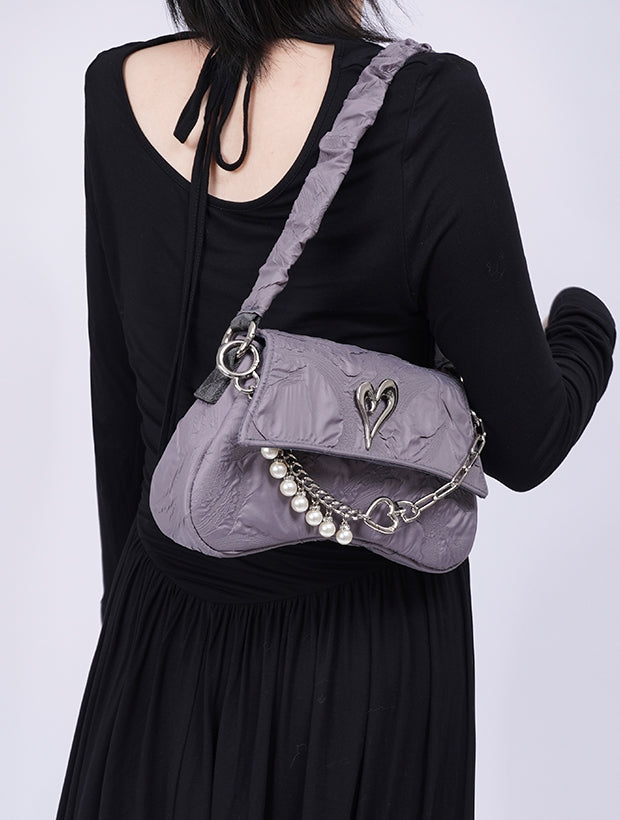 Compact 2way Drawstring Heart Bag