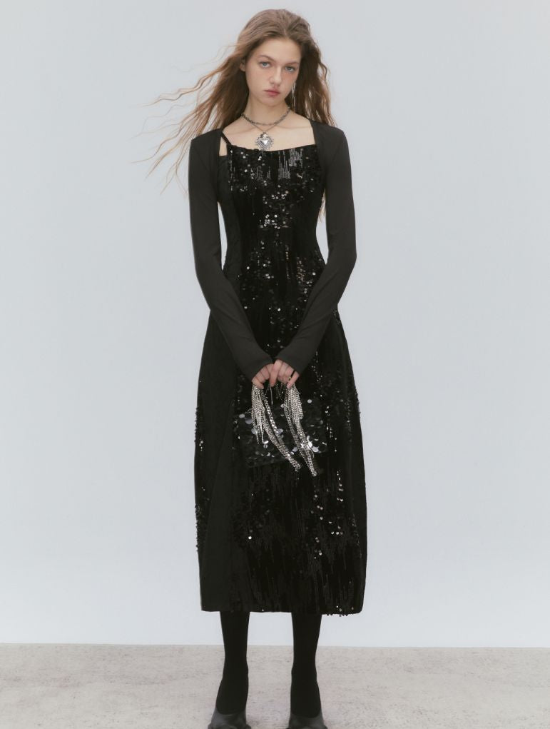 Chain Sequin Luster One-piece&Arm-cover