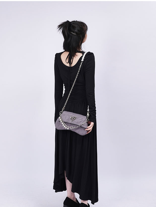 Compact 2way Drawstring Heart Bag