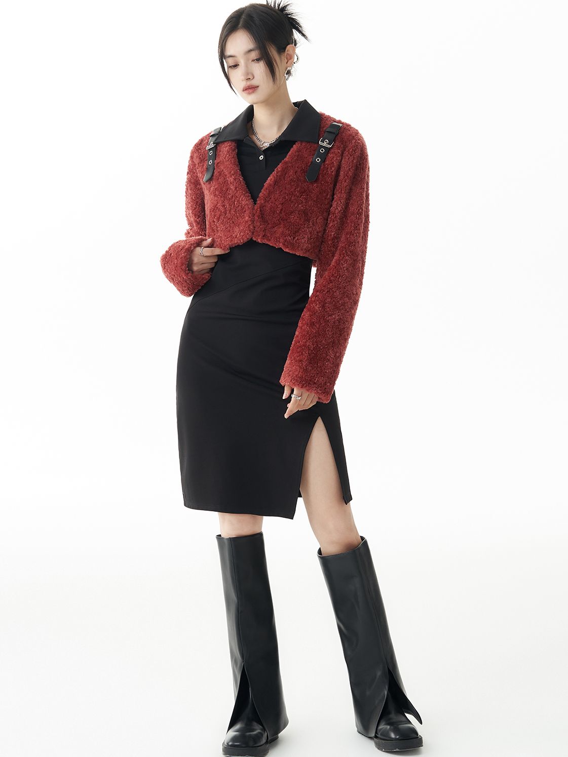 Schlitz Polo-Hals Slim ein Stück