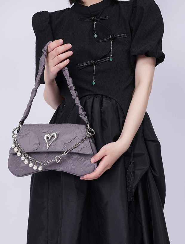 Compact 2way Drawstring Heart Bag