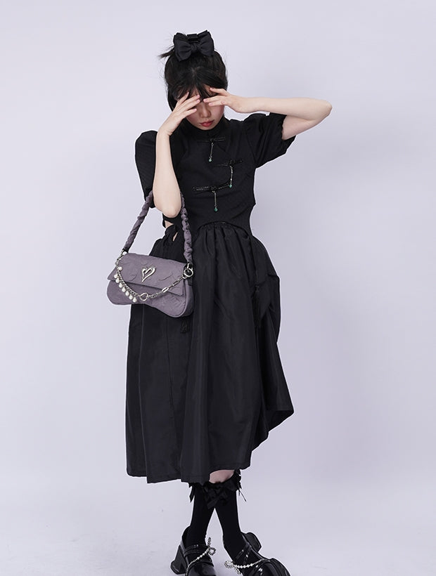 Compact 2way Drawstring Heart Bag