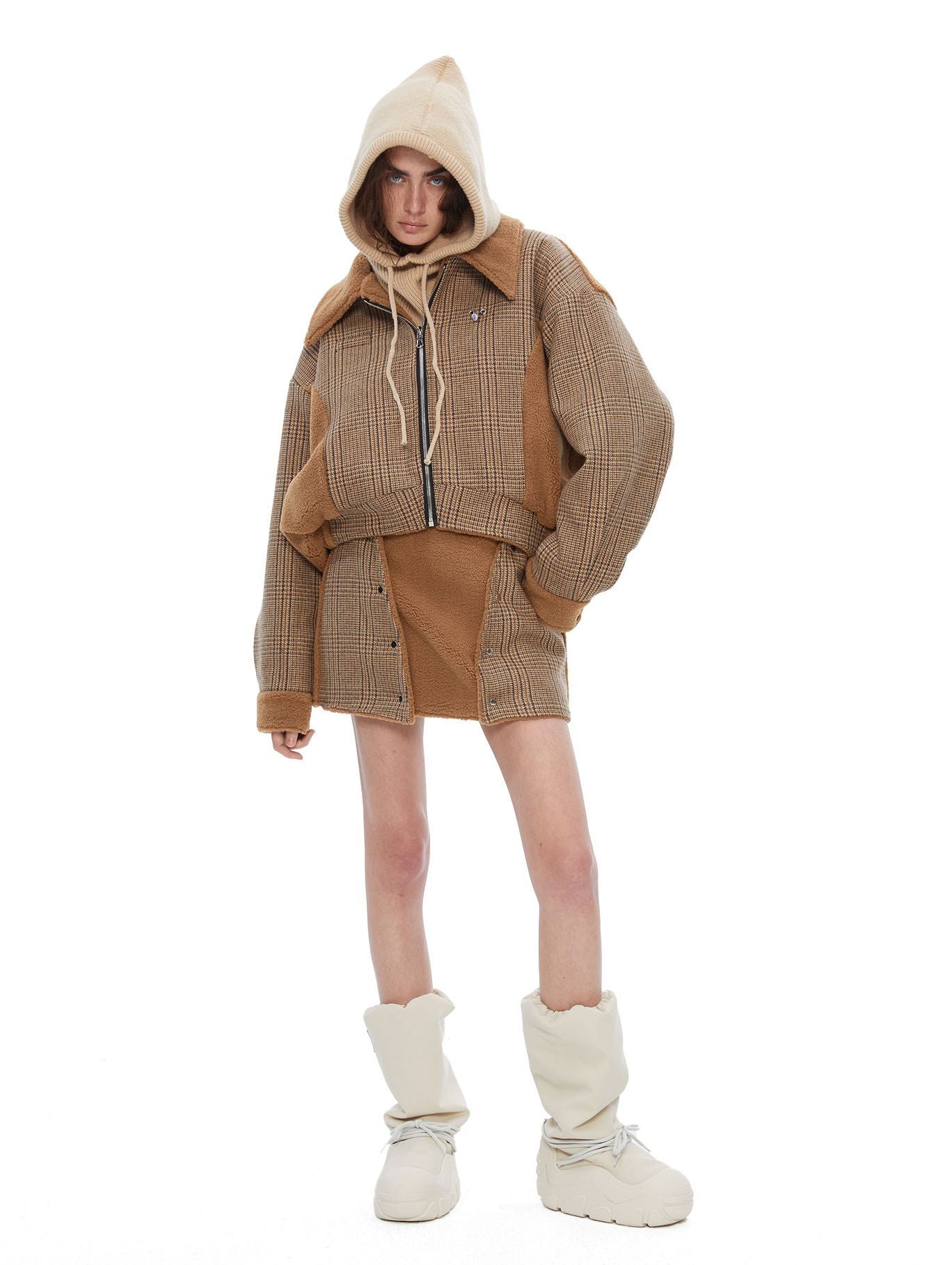 Checked Wool Mature Jacket & Skirt