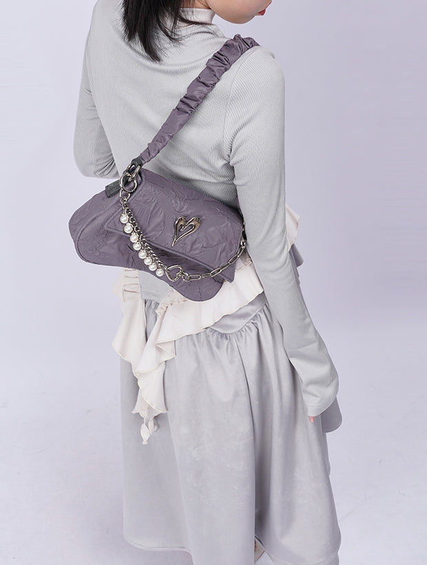 Compact 2way Drawstring Heart Bag