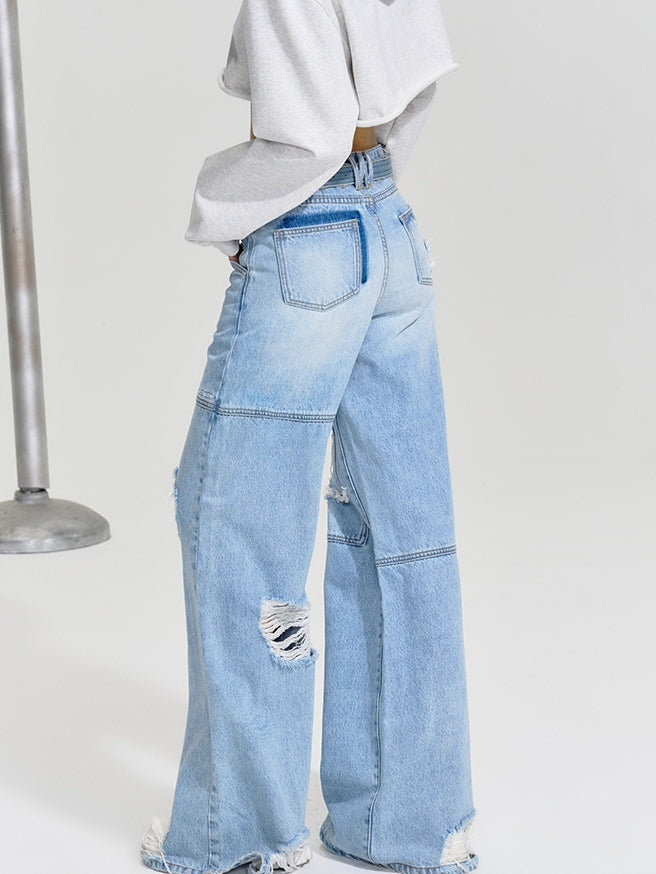 Damege Wide Denim Pants