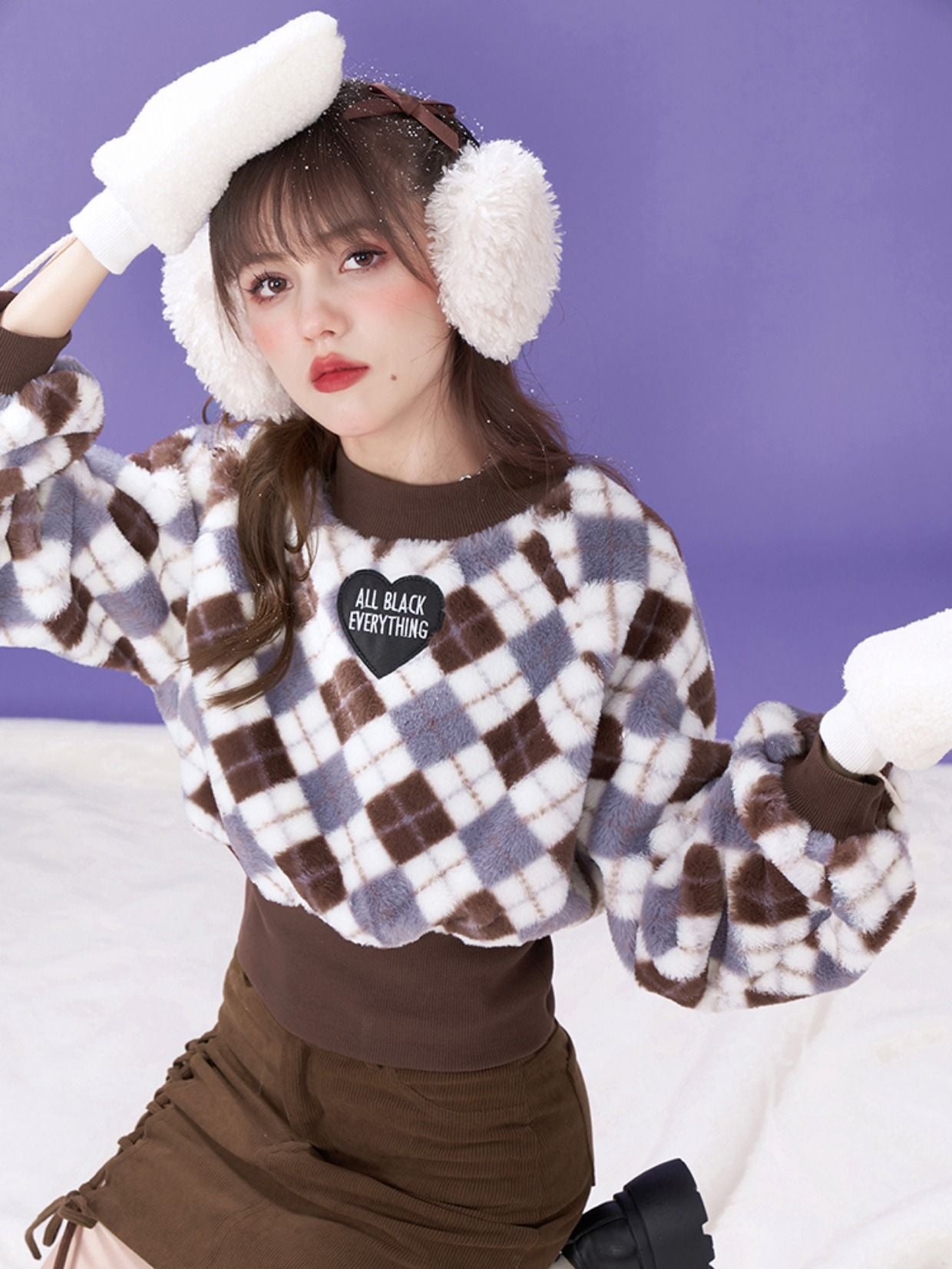 Argyle Retro Boa Pullover