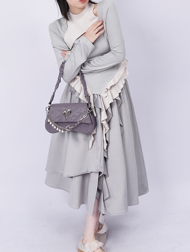 Compact 2way Drawstring Heart Bag