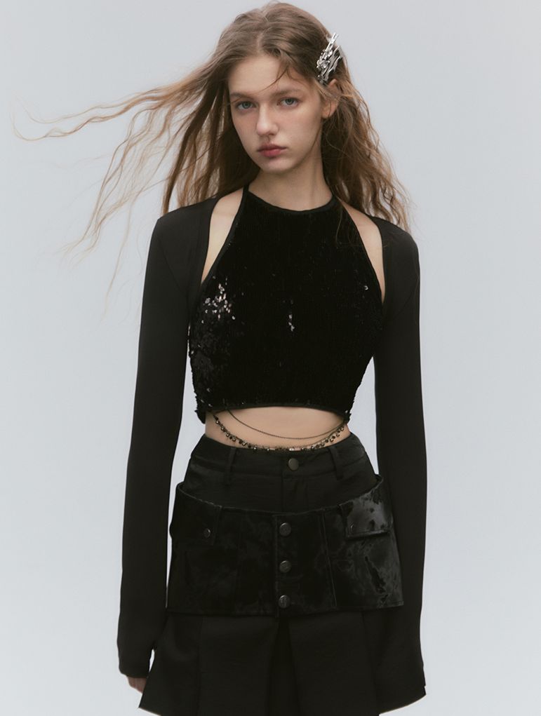Chain Sequin LUSTER TOPS & LONG-SKIRT