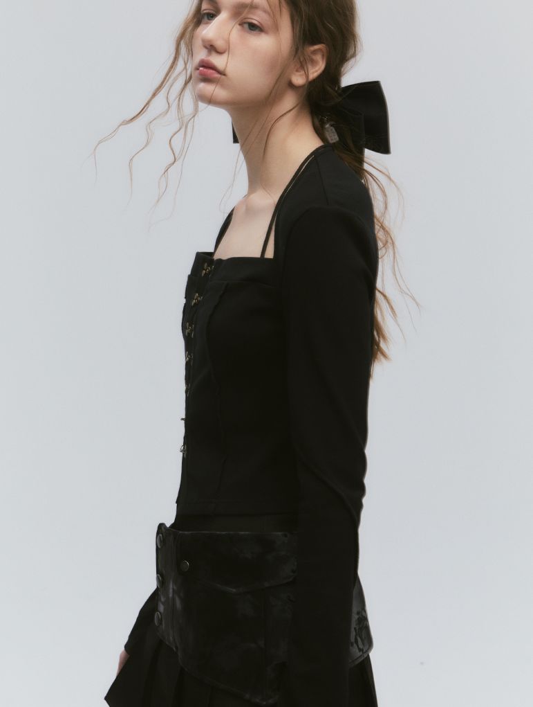 Nichi-Button Slim Vintage Retro Tops