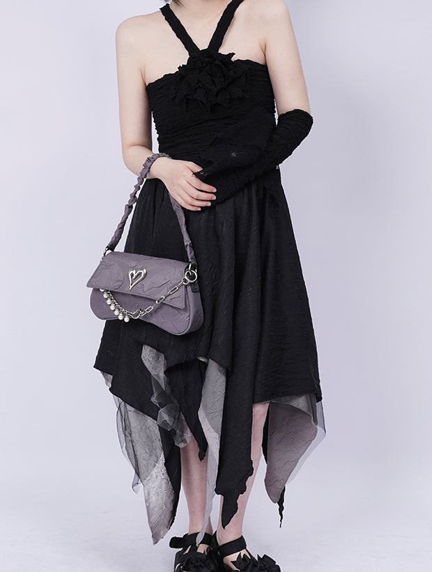 Compact 2way Drawstring Heart Bag