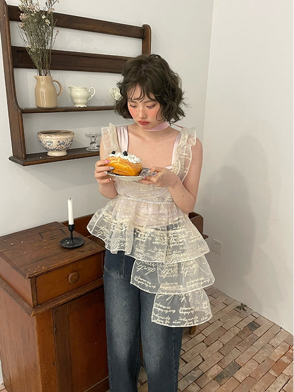 Asymmetriestufe-Peplum-durch-Durchsicht süße Bluse